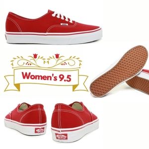 Vans Authentic Red White Red Stripe Women's Size 9.5